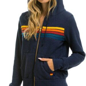 NWT AVIATOR NATION 5 STRIPE HOODIE - NAVY